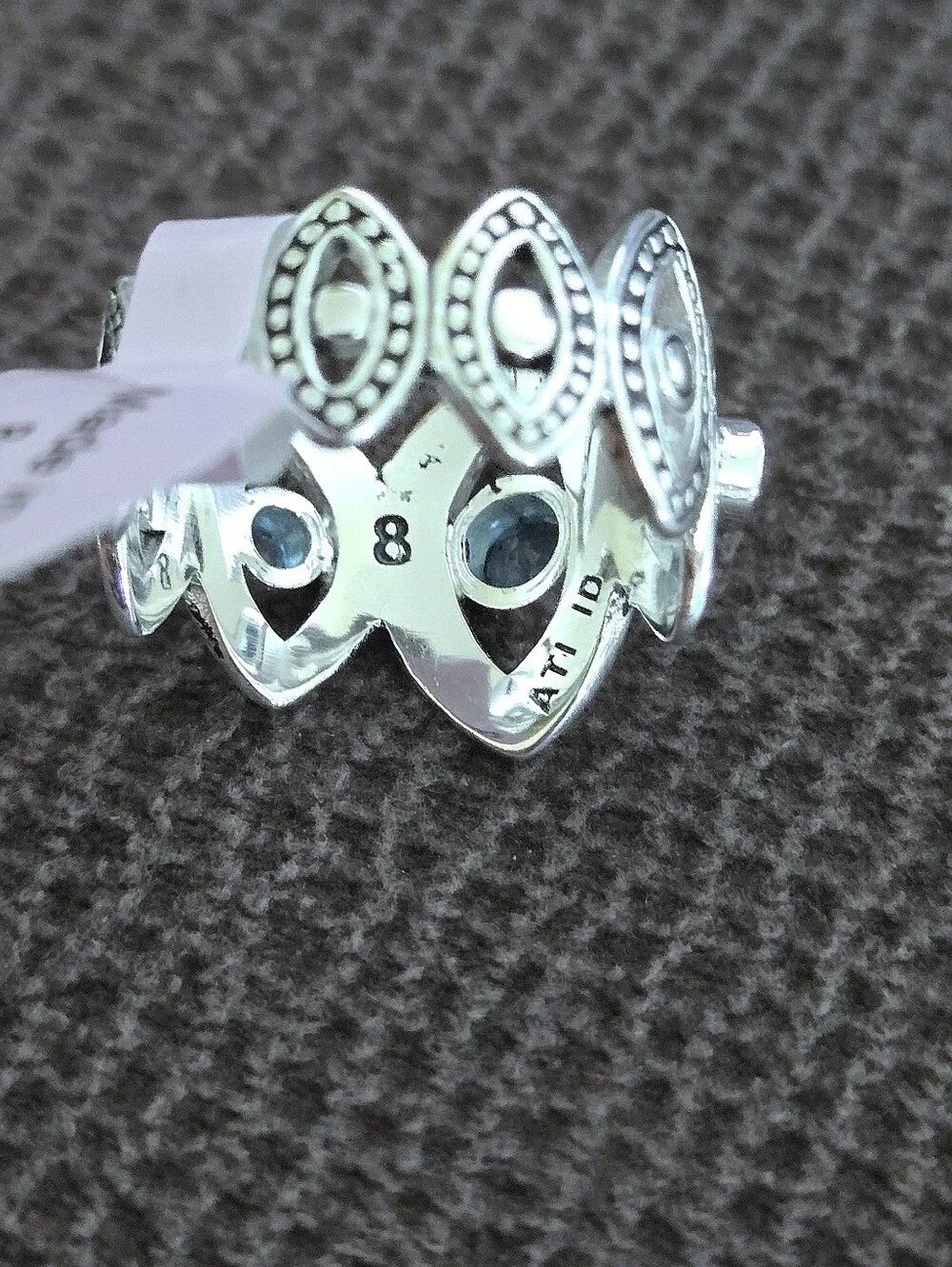 Athra Trading Inc. (ATI) Silver🤍 Ring💍 with Evil Eyes🧿 and Sky Blue🩵 Topaz